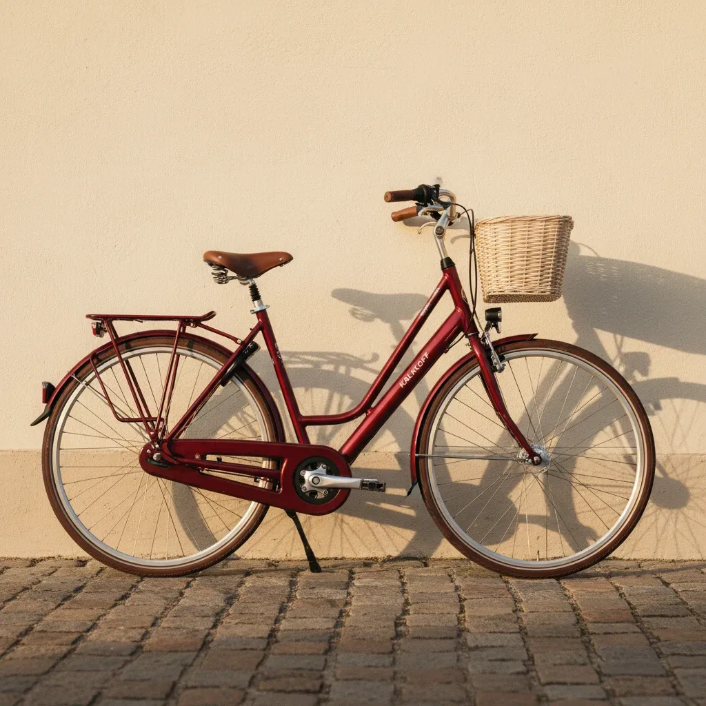 Kalkhoff Agattu Dame i7 dame el-cykel set fra siden mod en cremehvid baggrund