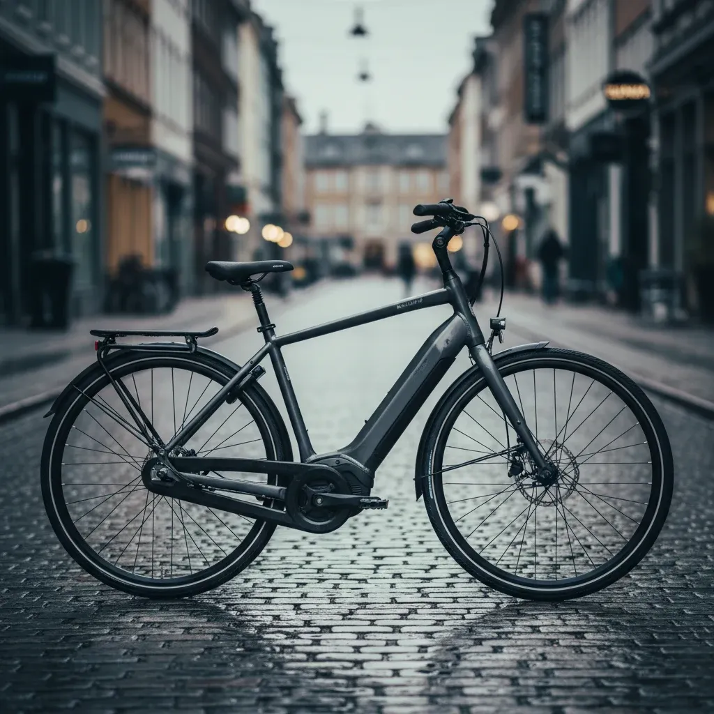 Kalkhoff IMAGE 5.B Advance+ ABS dame el-cykel set fra siden mod en cremehvid baggrund